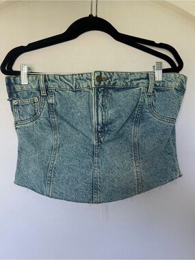 Denim Corset Jeans Top - Light Blue